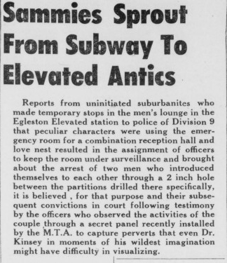 Newspaper article with the headline reading 'Sammies sprout from subway to elevated antics'