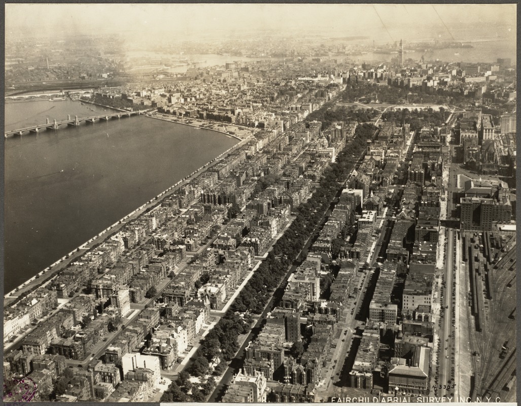 Aerial photograph of the Back Bay neighborhood